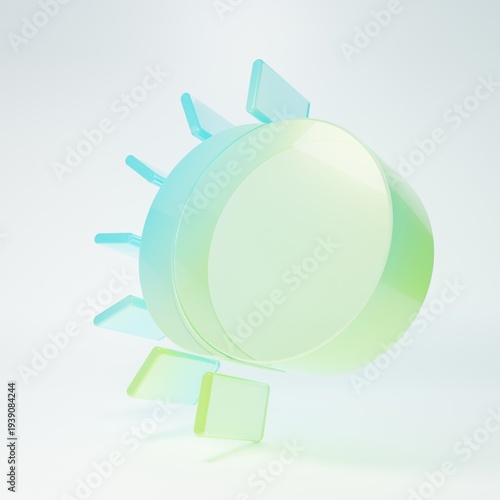 Frosted glass Eclipse of the sun icon isolated on white background. Total sonar eclipse. Minimalism concept. 3D render illustration