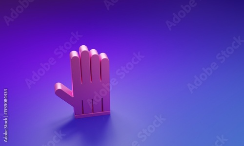 Pink Leather glove icon isolated on purple-blue background. Minimalism concept. 3D render illustration