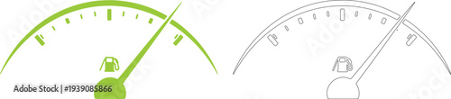 Green fuel gauge and outline meter indicator
