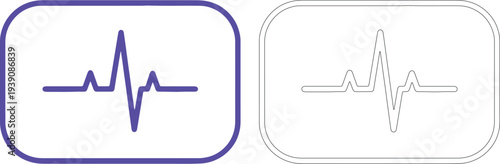 Purple and black electrocardiogram lines on white backgrounds