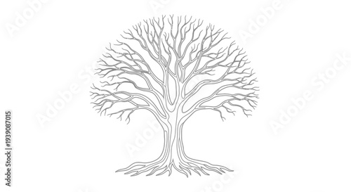 Detailed Illustration of Tree with Exposed Roots.