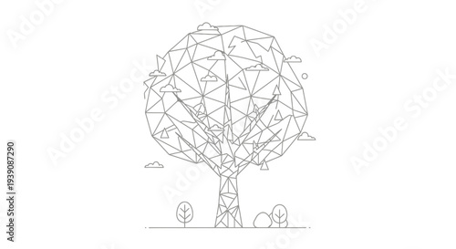 Geometric Tree Structure with Low Poly Design.
