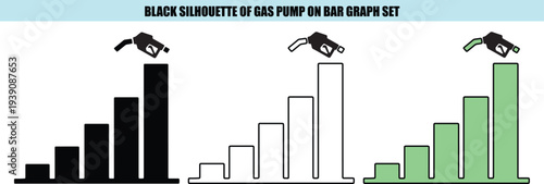 Three bar graphs with gas pump chart statistics data