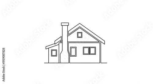 Canvastavla Simple House Illustration with Chimney Detail.