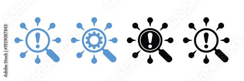 Root Cause Analysis icon set vector illustration, multiple styles
