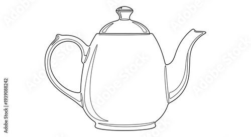 Simple Line Drawing of Teapot Illustration 1.
