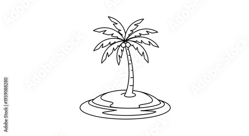 Single Palm Tree on Small Island.