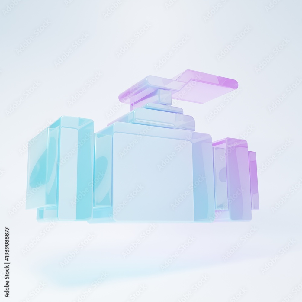 Fototapeta premium Frosted glass Industry metallic pipes and valve icon isolated on white background. Minimalism concept. 3D render illustration
