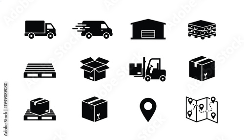 Logistics Icons Set for Shipping Industry.
