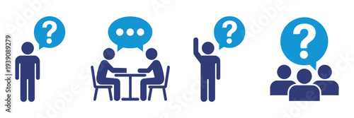 Question vector icon illustration, help and support communication symbol, information request sign