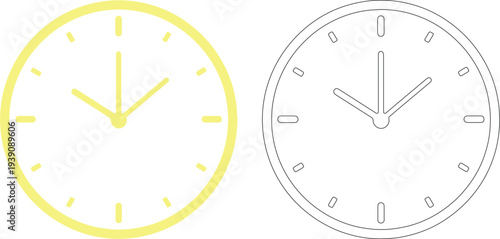 Yellow and black clock with hands time watch symbol