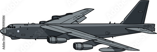 Military bomber aircraft with large wings and multiple engines, designed for long-range strategic missions.