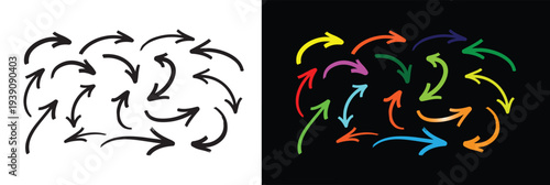 Circular Arrow Icons Set Vector Swirl Rotation Arrows' Collection Direction Loop Navigation Symbols