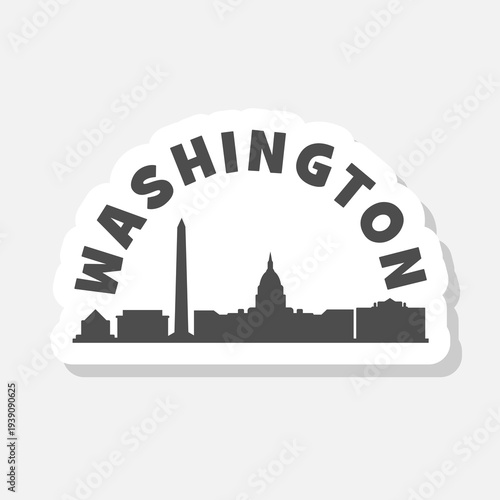 Washington dc skyline silhouette Icon sticker isolated on gray background