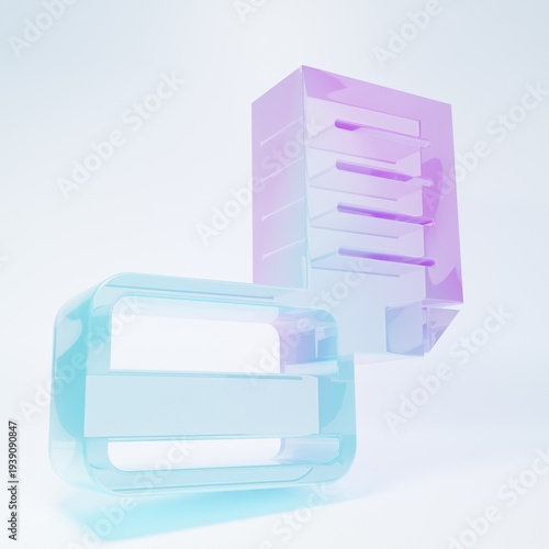 Frosted glass Credit card icon isolated on white background. Online payment. Cash withdrawal. Financial operations. Shopping sign. Minimalism concept. 3D render illustration