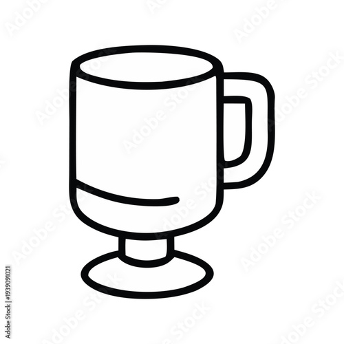 Simple line art illustration of an elegant stemmed mug, ideal for serving hot beverages like coffee, tea, or warm cocktails in various settings