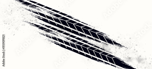 Auto tire tread grunge element. Car and motorcycle tire pattern, wheel tyre tread track. Black tyre print. Vector illustration isolated on white background.