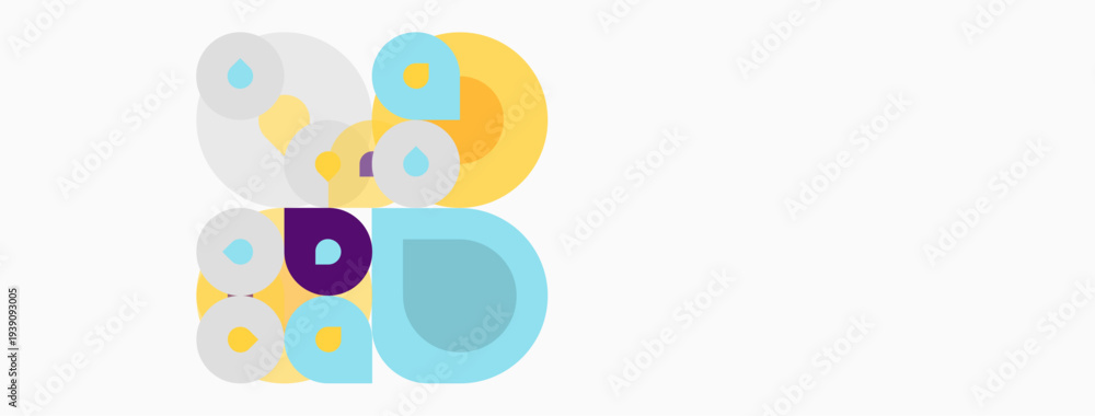 Fototapeta premium Abstract colorful circles overlap, creating playful composition. Light background emphasizes shapes, simple design.
