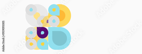 Abstract colorful circles overlap, creating playful composition. Light background emphasizes shapes, simple design.