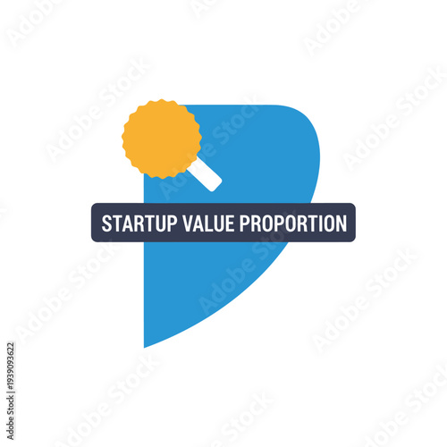 Startup value proposition concept with abstract badge and banner