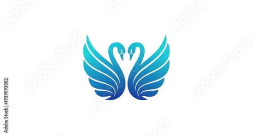 Elegant Swan Logo Design with Blue Wings.