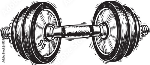 dumbbell hand drawn simple sketch vector illustration