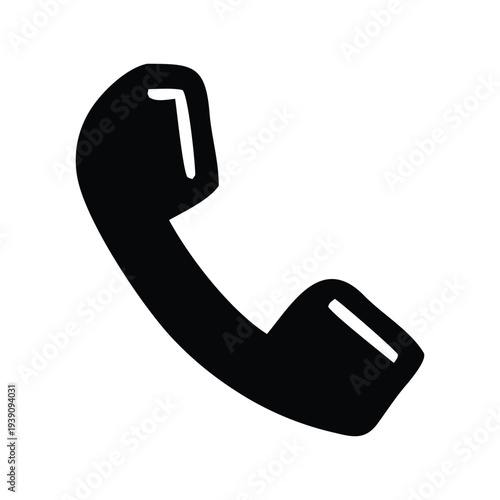Minimalist black telephone receiver symbol icon for communication, contact, and customer support design elements. A simple graphic representing inbound and outbound calls