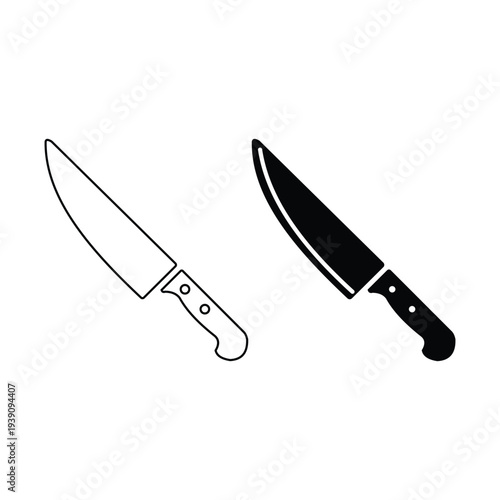 Chef Knife Vector Icon Set