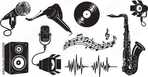 Music equipment and instruments for sound and performance art projects