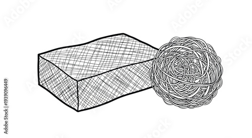 Geometric Harmony: A study in contrasts, a neatly drawn square alongside a spherical form creates a visually stimulating composition. 