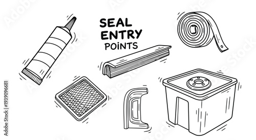 Seal Entry Points: A detailed illustration showcasing various seal entry points, essential for structural integrity, with the different shapes and forms of sealing materials.