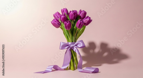 Bouquet of Purple Tulips Tied.