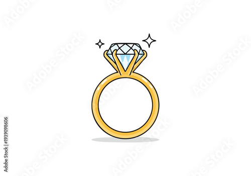 Sparkling diamond ring on a simple gold band, a symbol of love and commitment, perfect for engagements or weddings