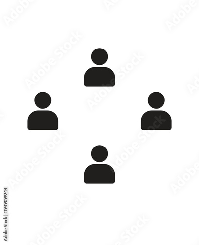 People Network Connection Icon, User Group Communication Symbol, Team Collaboration, social network symbol, community link, connected people group, business network diagram, human resources icon.