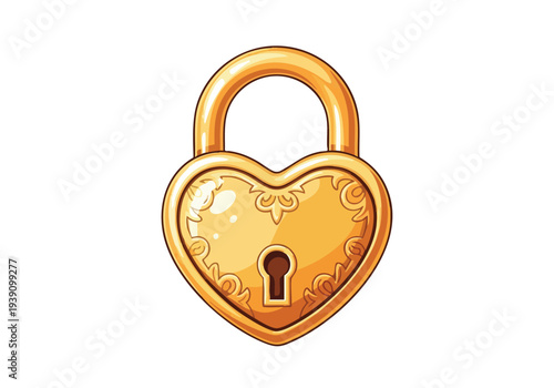 Golden Heart-Shaped Padlock, Symbolizing Love, Security, and Cherished Memories in a Romantic Design