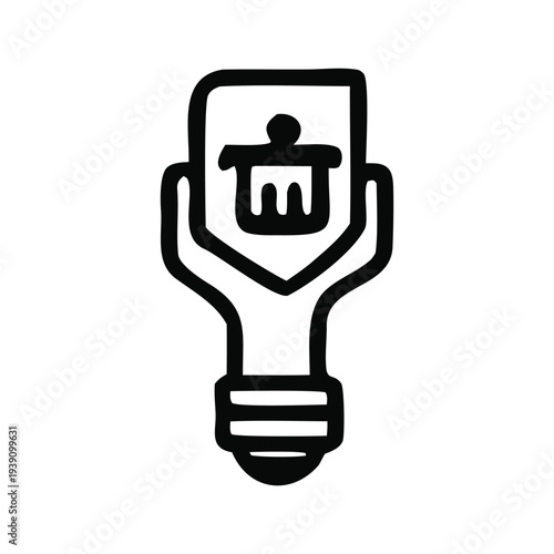 Hand holding light bulb with trash can icon symbolizing idea elimination or negative concept development