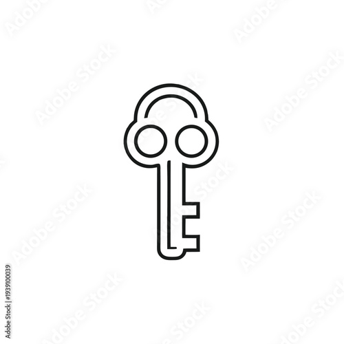 Antique Style Pixel Art Key Silhouette Icon for Fantasy Quest and Dungeon Crawler Games