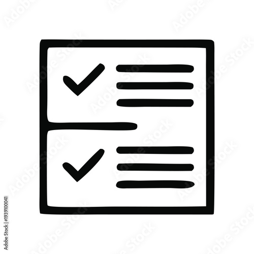 Hand-drawn checklist icon on a white background, representing tasks and to-do lists