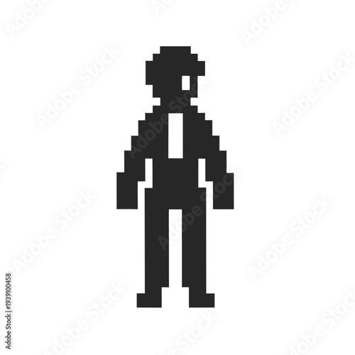 Geometric Pixel Key Silhouette, Isolated Black Icon for Web Security and User Login Interface