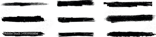 Collection of black brush stroke strokes for design and art