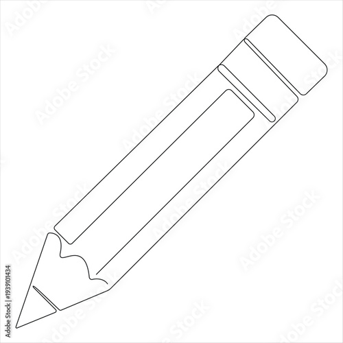 Pencil continuous oneline drawing vector illustration