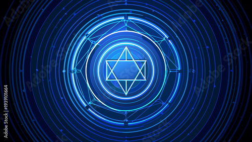 Abstract geometric design featuring concentric circles and a central star