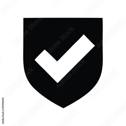 Shield with Check Mark Icon Symbol of Security, Approval, and Safety