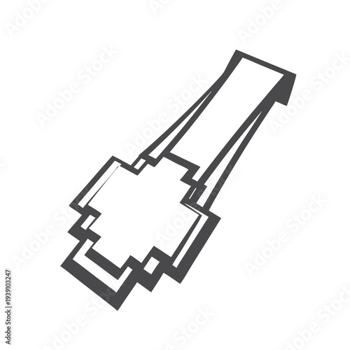 Pixelated Level Up Symbol Silhouette for Classic Arcade Gaming and User Experience Design