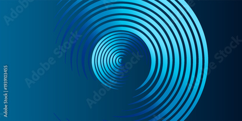 Futuristic abstract background featuring concentric circular rings forming a spiral vortex in the center, layered wave pattern radiating outward