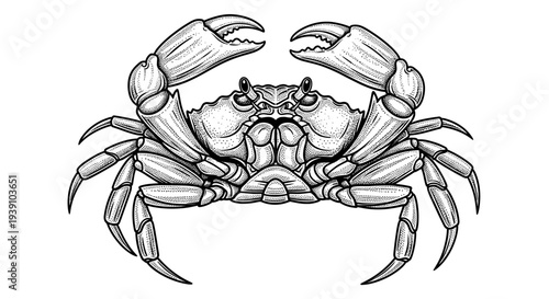 Vintage engraving crab marine seafood animal hand drawn woodcut style ocean creature illustration