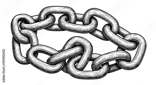Vintage engraving style metal chain illustration