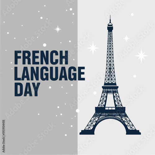 Eiffel Tower illustration for French Language Day celebration.