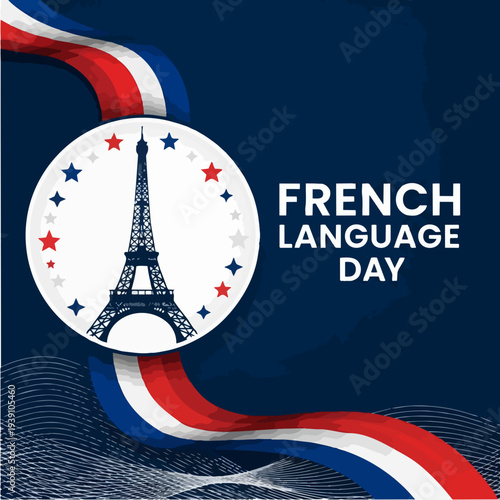 Eiffel Tower illustration for French Language Day celebration.
