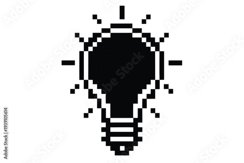 Digital pixel art light bulb graphic for web design and creative tech projects
